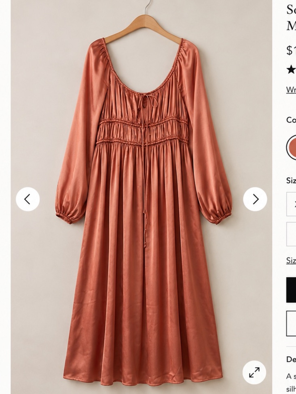 Lush Satin Midi Dress in Terracotta